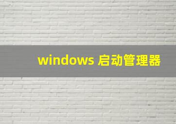 windows 启动管理器